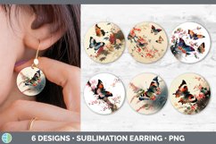 Bundle of six Watercolor Butterflies Round Earrings designs.