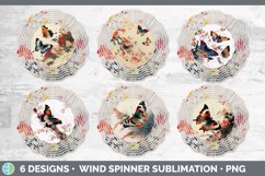 Bundle of six Watercolor Butterflies Wind Spinner designs.