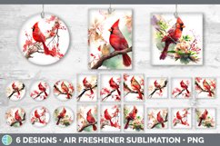 Bundle of six Watercolor Cardinals Air Freshener designs.
