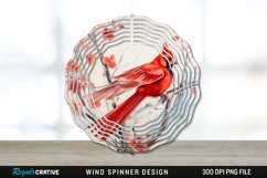 Japanese Watercolor Cardinal Bird Wind Spinner Sublimation Product Image 1