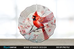 Japanese Watercolor Cardinal Bird Wind Spinner Sublimation Product Image 1