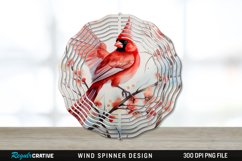 Japanese Watercolor Cardinal Bird Wind Spinner Sublimation Product Image 1