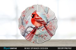 Japanese Watercolor Cardinal Bird Wind Spinner Sublimation Product Image 1