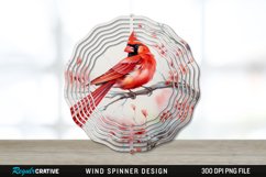 Japanese Watercolor Cardinal Bird Wind Spinner Sublimation Product Image 1