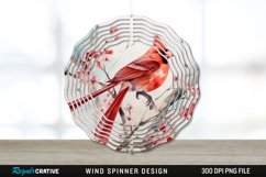 Japanese Watercolor Cardinal Bird Wind Spinner Sublimation Product Image 1