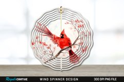 Japanese Watercolor Cardinal Bird Wind Spinner Sublimation Product Image 1