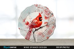 Japanese Watercolor Cardinal Bird Wind Spinner Sublimation Product Image 1