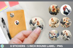 Bundle of six Watercolor Chickens Stickers designs.