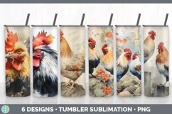 Bundle of six Watercolor Chickens Tumbler designs.