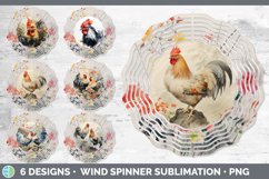 Bundle of six Watercolor Chickens Wind Spinner designs.