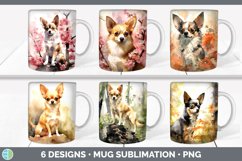 Bundle of six Watercolor Chihuahuas Mug Wrap designs.