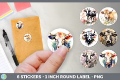 Bundle of six Watercolor Cows Stickers designs.