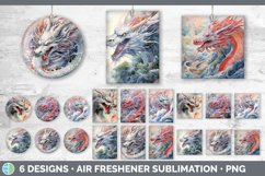 Bundle of six Watercolor Dragons Air Freshener designs.