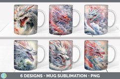 Bundle of six Watercolor Dragons Mug Wrap designs.