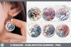 Bundle of six Watercolor Dragons Round Earrings designs.