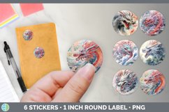 Bundle of six Watercolor Dragons Stickers designs.