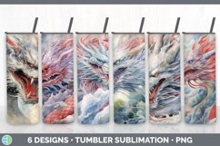 Bundle of six Watercolor Dragons Tumbler designs.
