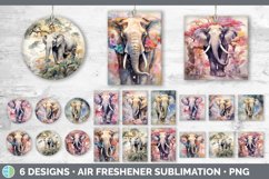 Bundle of six Watercolor Elephants Air Freshener designs.