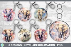 Bundle of six Watercolor Elephants Keychain designs.