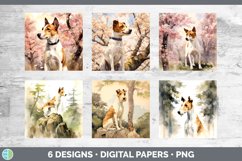 Bundle of six Watercolor Fox Terriers Paper Backgrounds designs.