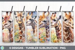 Bundle of six Watercolor Giraffes Tumbler designs.