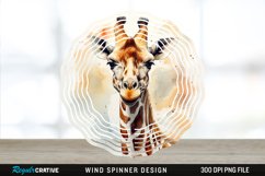 Japanese Watercolor Giraffe Wind Spinner Sublimation PNG Product Image 1