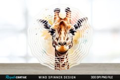 Japanese Watercolor Giraffe Wind Spinner Sublimation PNG Product Image 1
