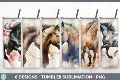Bundle of six Watercolor Horses Tumbler designs.