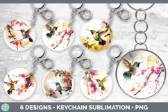 Bundle of six Watercolor Hummingbirds Keychain designs.