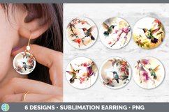 Bundle of six Watercolor Hummingbirds Round Earrings designs.