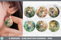 Bundle of six Watercolor Jaguars Round Earrings designs.