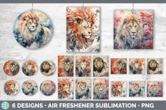 Bundle of six Watercolor Lions Air Freshener designs.