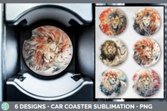 Bundle of six Watercolor Lions Car Coaster designs.