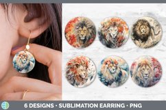 Bundle of six Watercolor Lions Round Earrings designs.