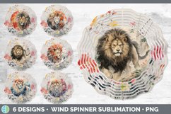 Bundle of six Watercolor Lions Wind Spinner designs.