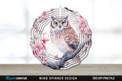 Japanese Watercolor Owl Wind Spinner Sublimation PNG Design Product Image 1