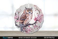 Japanese Watercolor Owl Wind Spinner Sublimation PNG Design Product Image 1