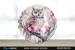 Japanese Watercolor Owl Wind Spinner Sublimation PNG Design Product Image 1