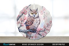 Japanese Watercolor Owl Wind Spinner Sublimation PNG Design Product Image 1