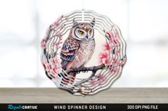 Japanese Watercolor Owl Wind Spinner Sublimation PNG Design Product Image 1
