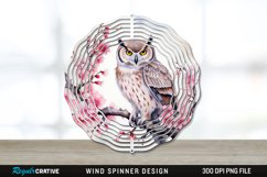 Japanese Watercolor Owl Wind Spinner Sublimation PNG Design Product Image 1