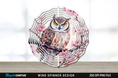 Japanese Watercolor Owl Wind Spinner Sublimation PNG Design Product Image 1