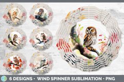 Bundle of six Watercolor Owls Wind Spinner designs.