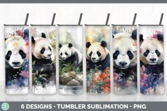 Bundle of six Watercolor Panda Bears Tumbler designs.