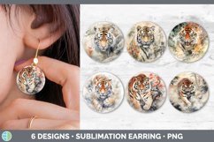 Bundle of six Watercolor Tigers Round Earrings designs.