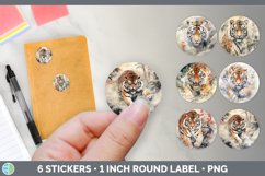 Bundle of six Watercolor Tigers Stickers designs.