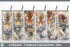 Bundle of six Watercolor Tigers Tumbler designs.