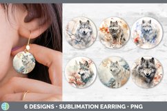 Bundle of six Watercolor Wolves Round Earrings designs.