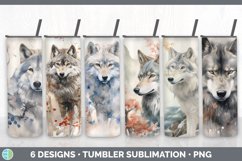 Bundle of six Watercolor Wolves Tumbler designs.
