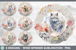 Bundle of six Watercolor Wolves Wind Spinner designs.